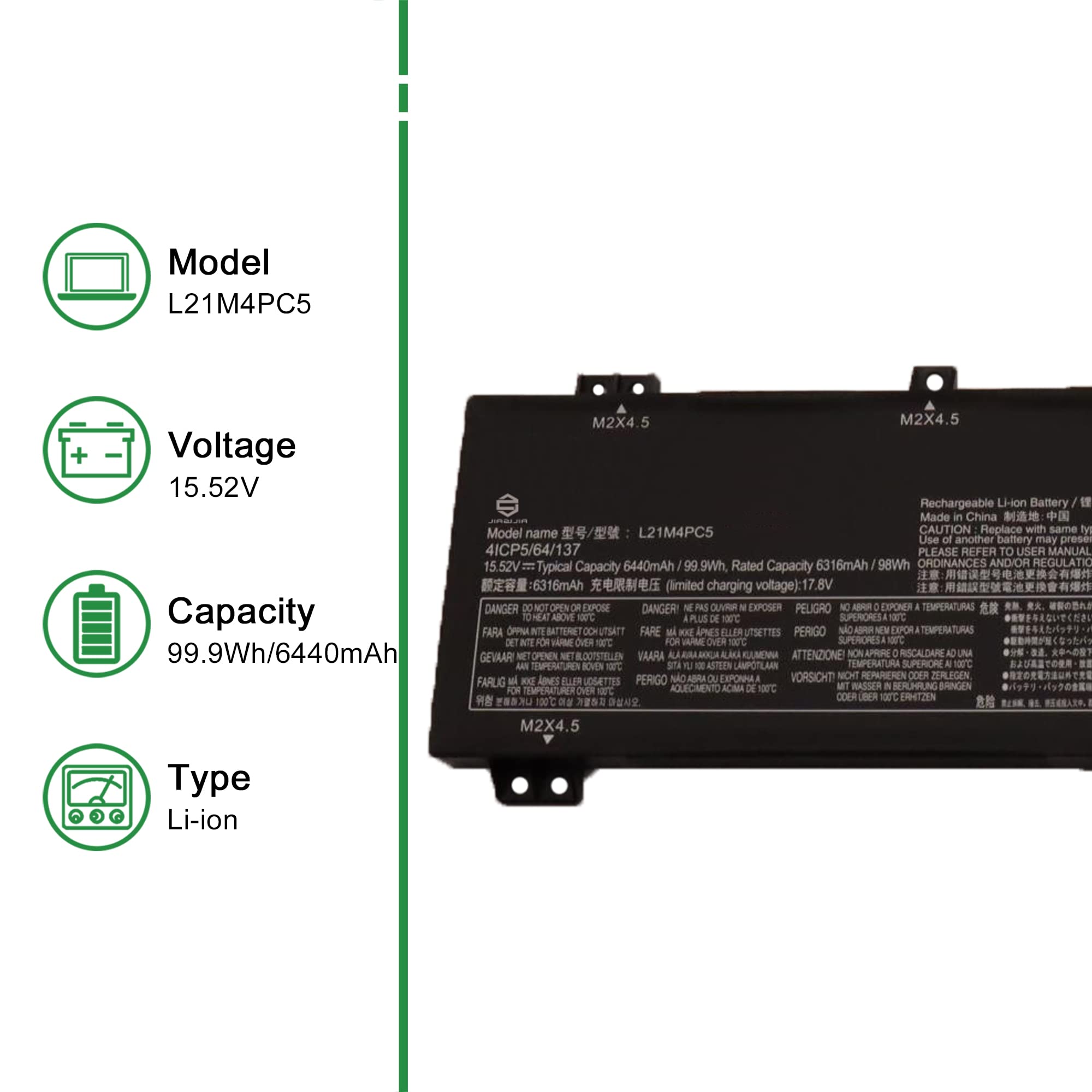 Amazon.com: JIAZIJIA L21M4PC5 SB11F54008 5B11F54006 Laptop Battery